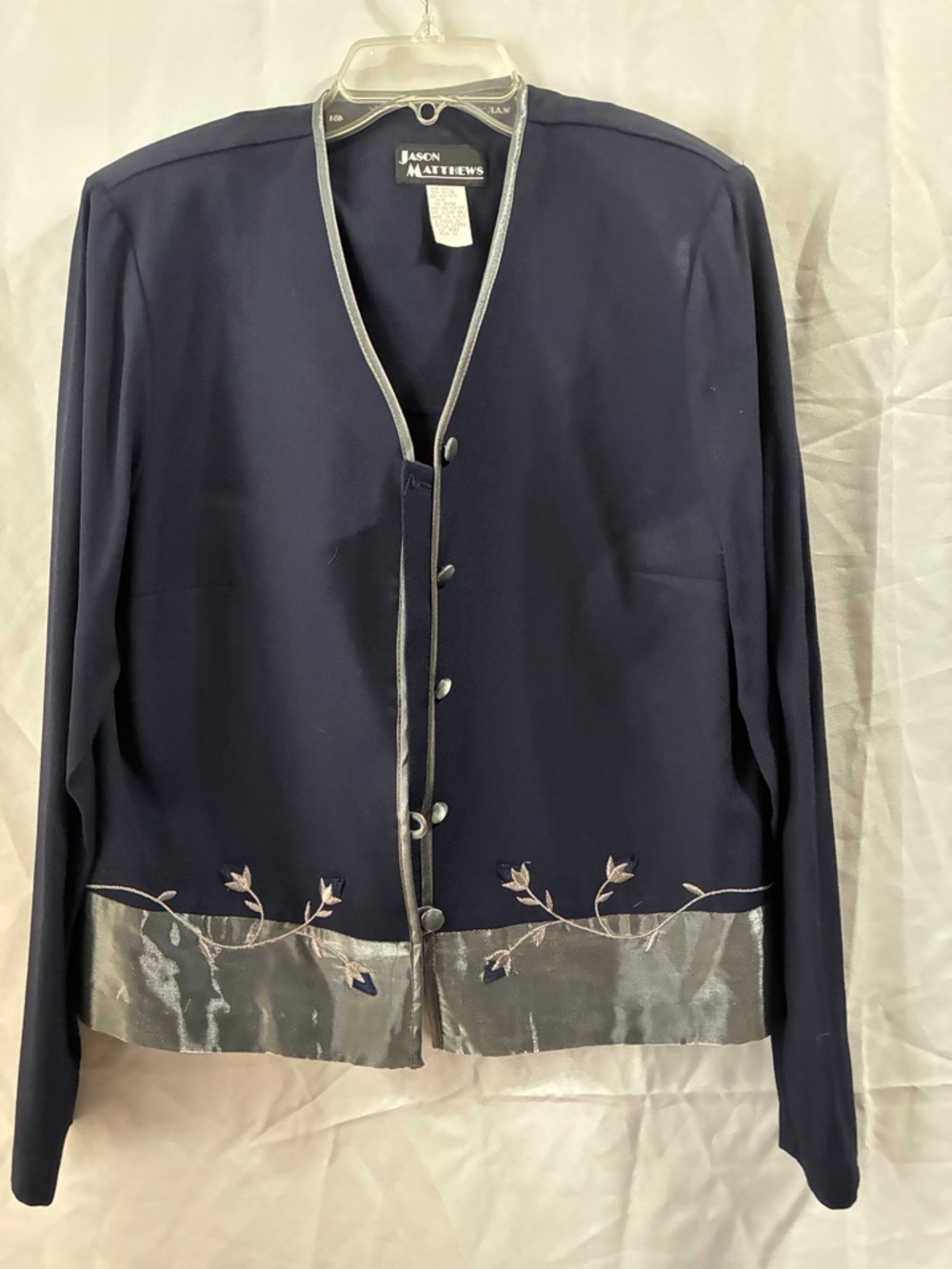 Navy Embroidered Evening Jacket